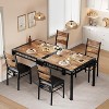 Dining Table Set for 2/4 with Upholstered Chairs & Corner Protectors, Small Space Kitchen Table, Rustic Gray/Brown - 4 of 4