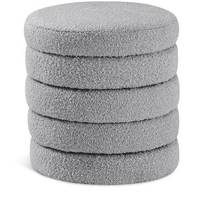 Meridian Furniture,Aphia Boucle Fabric Ottoman/Stool - 1 of 4