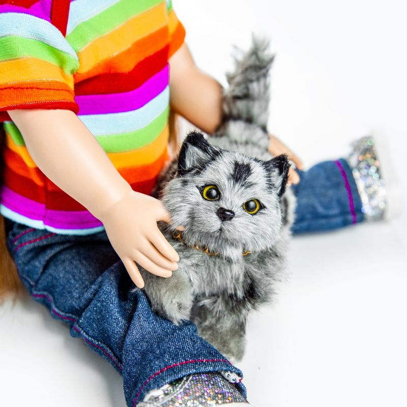 The Queen's Treasures 18 Inch Doll Pet Realistic Grey Striped Kitty Cat, 4 of 9