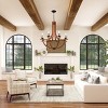 BAOURE Rustic Foyer Chandelier 8 Light Farmhouse Candle Style Light Fixtures, 30in Vintage Faux Wood Chandeliers for Dining Room Entryway, Brown - 2 of 4