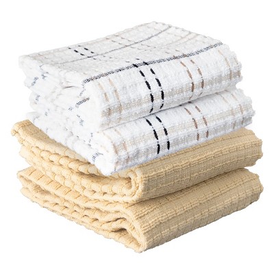 John Ritzenthaler Co. Royale Solid/Coordinate Kitchen Towel, 4 Pack