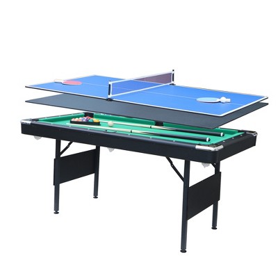Sevobal Game Table 3 in 1 Billiard Table with Table Tennis and Dining Top for Living Room and Recreation Room, Green, 65.75"*35.4"*30.7"