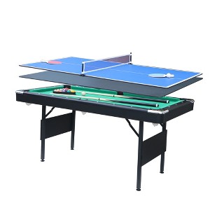 Sevobal Game Table 3 in 1 Billiard Table with Table Tennis and Dining Top for Living Room and Recreation Room, Green, 65.75"*35.4"*30.7" - 1 of 4