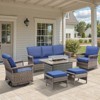 Belord Outdoor Patio Furniture Set with Propane Firepit Table with Glass Wind Guard, Patio Firepit Set with Patio Sofa and Swivel Rocking Glider Chair - 2 of 4