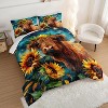 Acoinel 3 Pcs Cow and Sunflower Lightwight Ultra Soft Comforter Set with 2 Pillowcases, Brown - 2 of 4