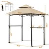 Costway 8' x 5' Outdoor Patio Barbecue Grill Gazebo w/ LED Lights 2-Tier Canopy Top Tan - 3 of 4