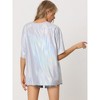 Allegra K Women's Sparkly Short Sleeve Holographic Party Metallic T-Shirt - 3 of 4