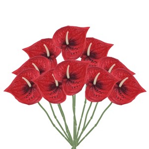 Unique Bargains Artificial Anthurium Lily Flowers for Home Decor 10 Pcs - 1 of 4