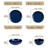 vancasso 16 piece blue kiln-changed glaze five-leaf flower relief ceramic tableware set includes 4 dinner plates/dessert plates/pasta /cereal bowls - 2 of 4