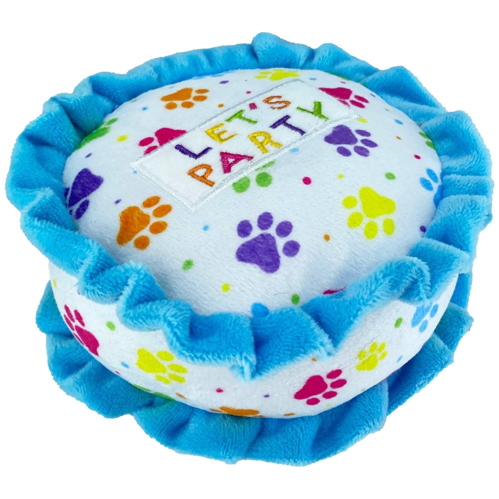 Photos - Dog Toy Multipet Let's Party Cake  - Blue - 4.5" 