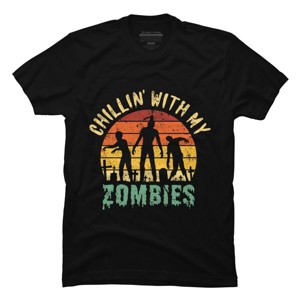 Men's Design By Humans Halloween Chillin With My Zombies Funny By Ering T-Shirt - 1 of 4
