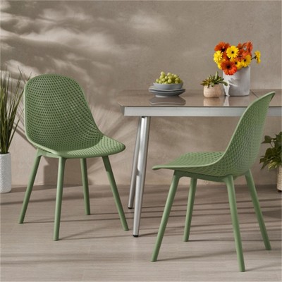 SKRAN Set of 2 Outdoor Modern Polypropylene Dining Chair, Plastic Diamond Mesh for Patio, Garden, Backyard