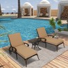 CLIHOME 3-Piece Outdoor Chaise Lounge Bar Table Set with Cast Aluminum Side Table - 2 of 4
