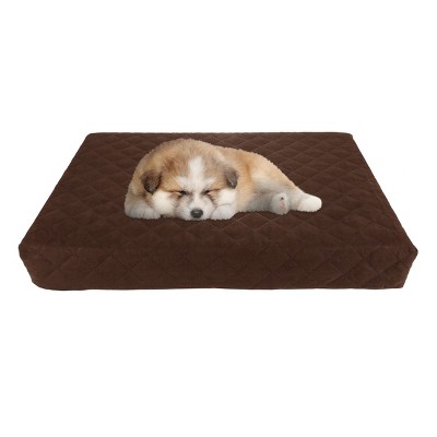 Waterproof Dog Bed – 2-Layer Memory Foam Dog Bed with Removable Machine Washable Cover – 20x15 Pet Bed for Dogs up to 20lbs by PETMAKER (Brown)