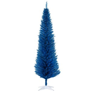 TopComfy Christmas Tree Stands Artificial Christmas Tree Festive Pencil Christmas Tree Cozy Snowy Decor for Living Room, Blue, 35.46"*6.3"*7.88" - 1 of 4