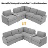 104" Linen Upholstery L-Shaped Power Recliner Sectional Sofa with Storage Box, Cup Holders, USB Ports & Power Socket - 2 of 4