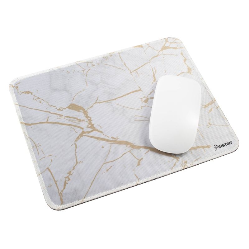 Insten Shiny Marble Mouse Pad, Water-Resistant and Non-Slip Mat for Wired/Wireless Gaming Computer Mouse, 9.45 x 7.48 in, White, 2 of 12