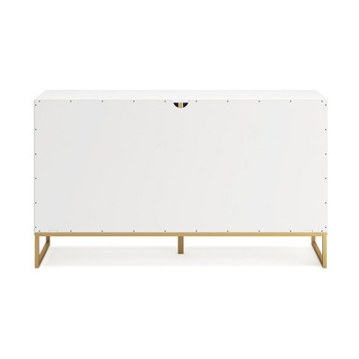 Socalle White and Gold 6-Drawer Double Dresser