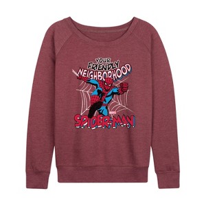 Women's - Marvel - Friendly Neighborhood Spider-Man Lightweight French Terry Wide Neck Long Sleeve Shirt - 1 of 4