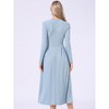 INSPIRE CHIC Women's High Waist Pleated Front Long Sleeve A-Line Ribbed Knitted Maxi Sweater Dress - 3 of 4