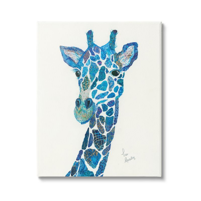Stupell Industries Blue Giraffe Animal Painting Canvas Wall Art, 1 of 5