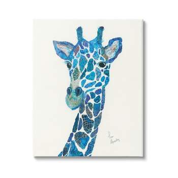 Stupell Industries Blue Giraffe Animal Painting Canvas Wall Art