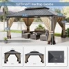 ALAULM Wall Mount Gazebo Outdoor Pergola, Hardtop Lean to Gazebo Canopy Awnings with Sloped Roof and Sturdy Steel Frame, for Patio, Deck, Backyard - 2 of 4