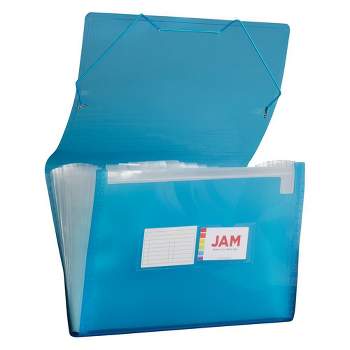 JAM Paper 10" x 15" 13 Pocket Plastic Expanding File Folder - Legal Size - Blue
