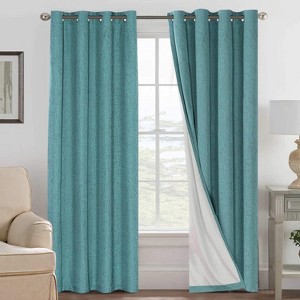 H.Versailtex Linen 100% Blackout Curtains Thermal Insulated Linen Drapes, Grommet White Liner Sold of 2 Panels - 1 of 4