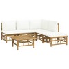 vidaXL Outdoor Patio Lounge Set in Natural Bamboo Finish with Comfortable Cream-White Cushions, Perfect for Garden and Deck Seating - 3 of 4