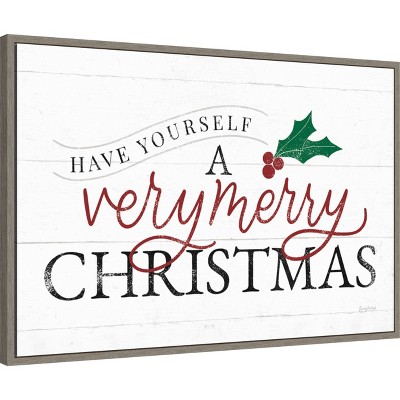 Vintage Christmas Lettering Framed Canvas Wall Art 33 x 23-in