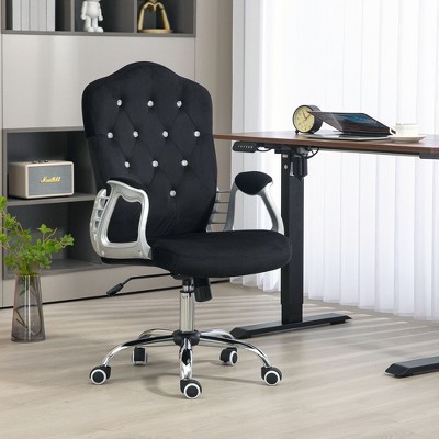 NicBex Office Chair with Height Adjustable Modern Velvet Button Tufted Computer Chair with Armrests, 5 Casters for Office, Study, Bedroom