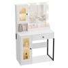 Vanity Desk with LED&Mirror,Adjustable Brightness Bulbs, Built-in Outlets&USB,with Drawers&Storage Cabinet,Sturdy MDF Makeup Table for Bedroom - 2 of 4