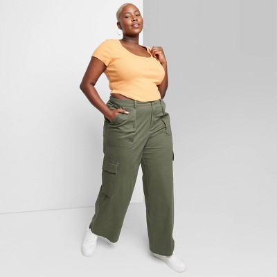 High Waisted Straight Fit Cargo Pants