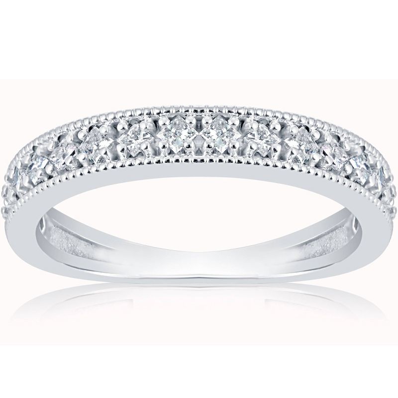 Pompeii3 1/3ct Princess Cut Diamond Wedding Ring White Gold, 1 of 6