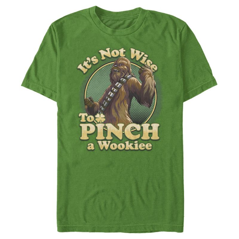 Men's Star Wars St. Patrick's Day It's Not Wise To Pinch A Wookie T-Shirt, 1 of 5