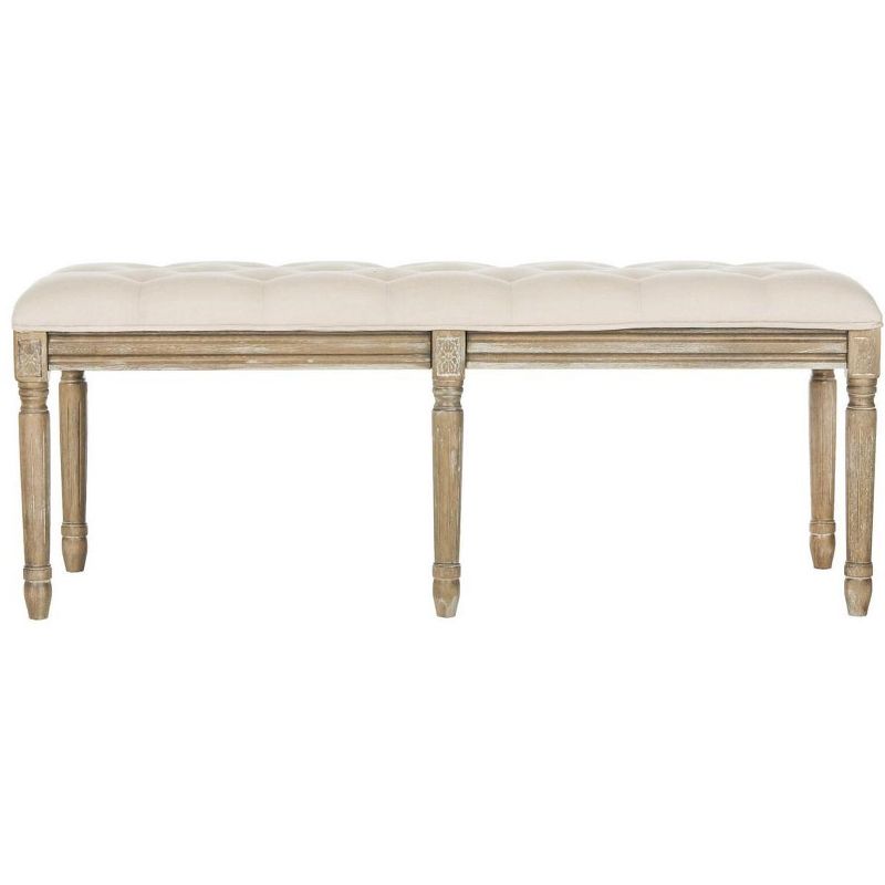 Rocha 19''H French Brasserie Tufted Traditional Rustic Wood Bench  - Safavieh, 1 of 9