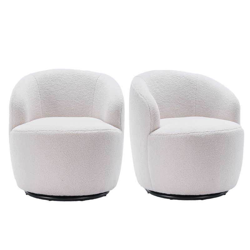 Fannie Set Of 2 Teddy Swivel Chair,25.60'' Wide Small Size Teddy Accent Chairs,Upholstered 360° Swivel Barrel Chair-The Pop Maison, 2 of 11