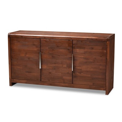 Torres 3 Door Wood Sideboard Buffet Brown/Silver - Baxton Studio