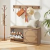 VEVOR Entryway Shoe Bench, 38.9 x 9.4 x 19.7 Inch Rattan-Like Shoes Bench with Flip Drawers, 440lbs Shoe Storage Rack with Cushion, Brown - 2 of 4