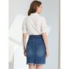 INSPIRE CHIC Women's Basic Distressed High Waist Ripped Hem Washed Jeans Skirt - 4 of 4