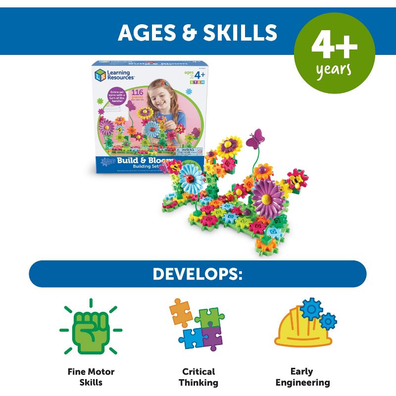 Learning Resources Gears! Gears! Gears! Build And Bloom Flower Garden Set - 116 Pieces, Ages 4+ STEM Toys for Kids, 5 of 7