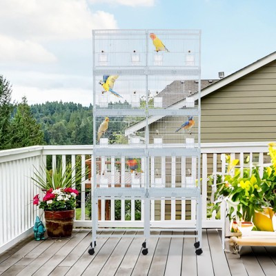 Garvee Extra Large Bird Cage Metal Parrot Cage for Mid-Sized Parrots Cockatiels Conures Parakeets Lovebirds Budgie Finch, White