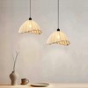 DORESshop 1-Light BOHO Black and White Umbrella Rattan Pendant Light, Hanging Lamp for Dining Rooms, Bedrooms or Cafes (2-Pack) - 2 of 4