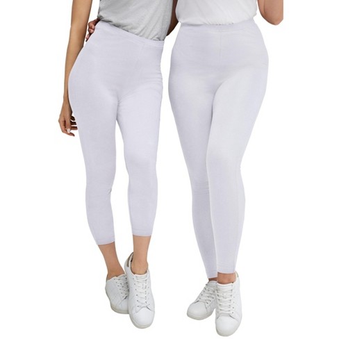 ellos Women's Plus Size 2-Pack Leggings - 2X, White