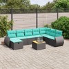 vidaXL 9 Piece Patio Sofa Set with Cushions Black Poly Rattan - 2 of 4