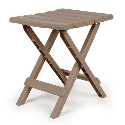 Camco Brandclub Camco Adirondack Portable Outdoor Camping Small Weatherproof Rustproof Durable Plastic Folding Side Table for Indoor and Outdoor Use Taupe