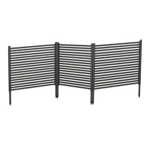 3-Panel No Dig Garden Fence for Animals, Black Oxide Metal Barrier for Rabbits, Dogs, Flower Beds, Patio & Vegetable Gardens - 1 of 4
