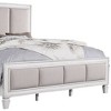 88" Eastern King Bed Katia Bed Light Gray Linen, Rustic Gray Weathered White Finish - Acme Furniture - 3 of 4