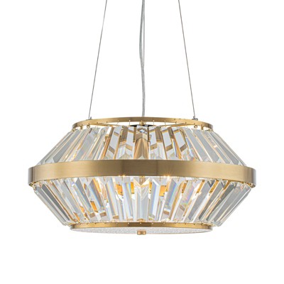 LLHZSY Modern Glam 5-light Crystal Pendant Chandelier for Dining Room - 18 in - Gold/Chrome